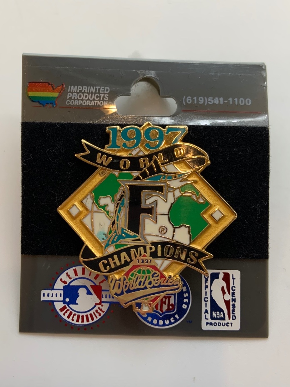 Vintage Florida Marlins 1997 MLB World Series World Champions Map Lapel Pin